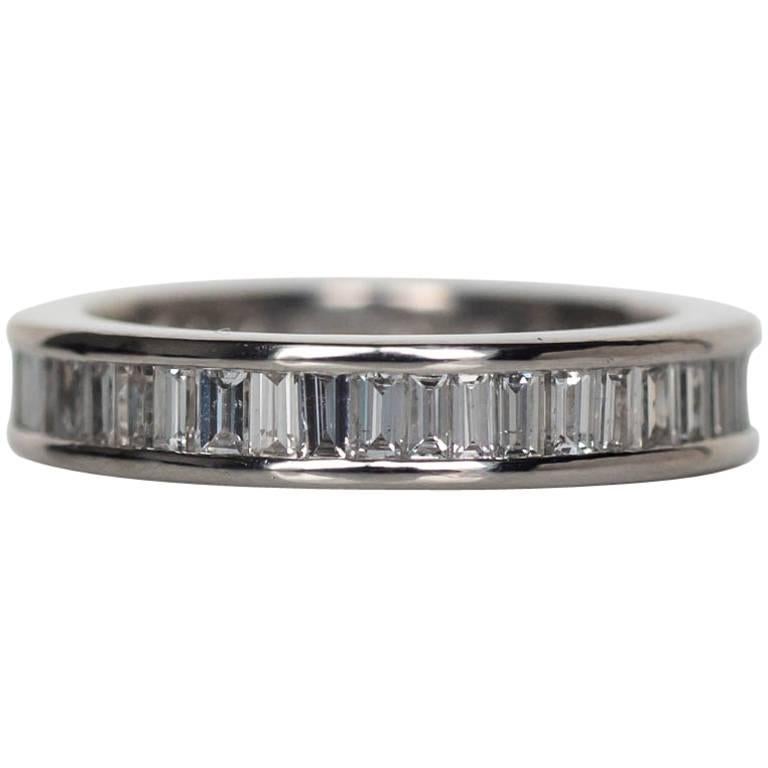 Contemporary Straight Baguette 1.75 Carats Diamonds Eternity Band Ring