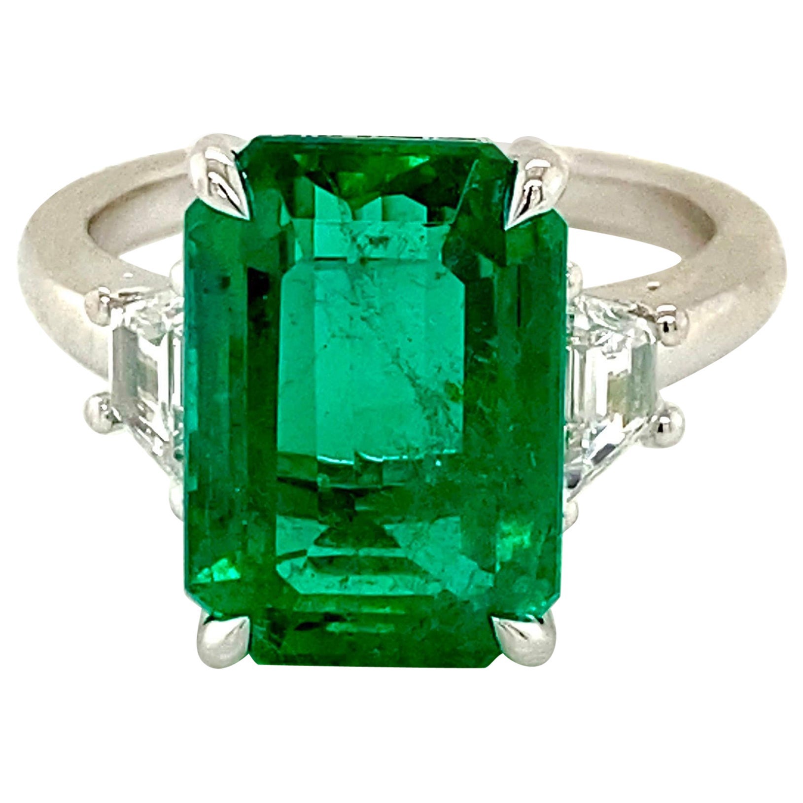 Emilio Jewelry GIA Certified 6.01 Carat Emerald Diamond Ring For Sale