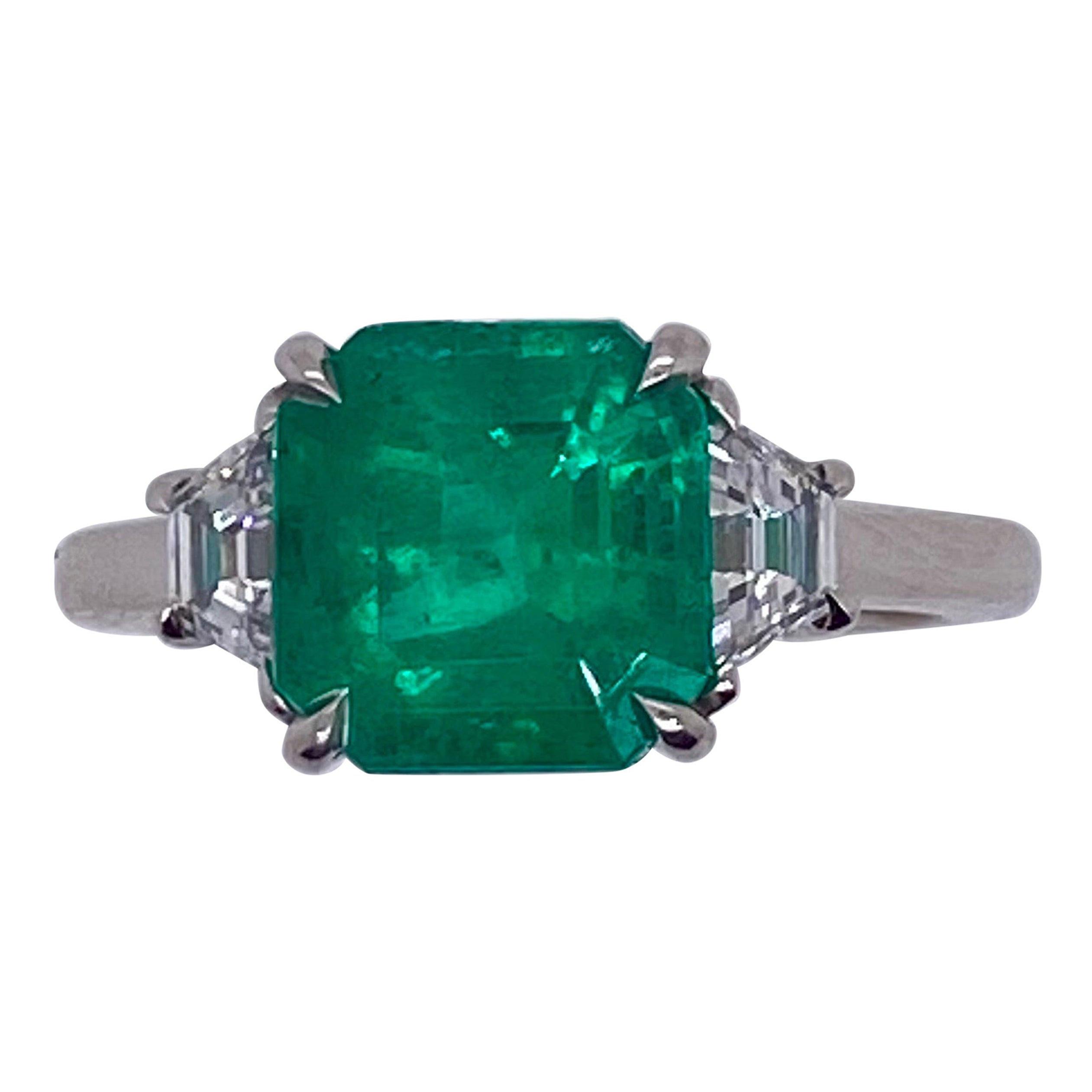 Emilio Jewelry AGL Certified 3.58 Carat Colombian Muzo Emerald Diamond Ring For Sale