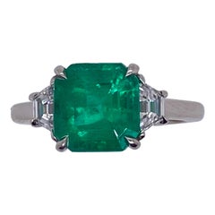 Emilio Jewelry AGL Certified 3.58 Carat Colombian Muzo Emerald Diamond Ring