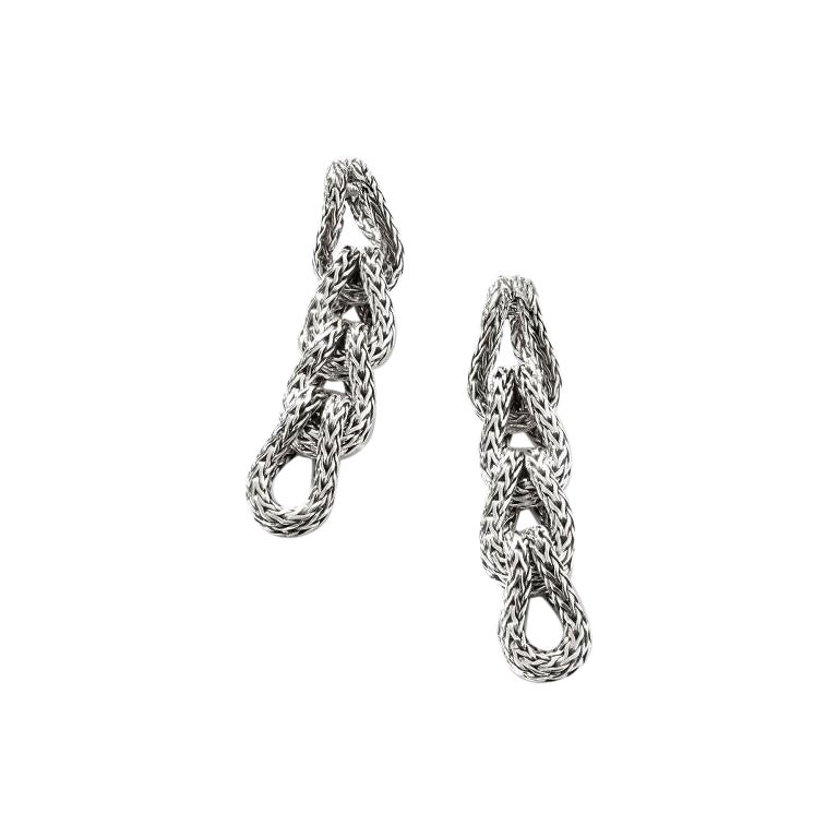 John Hardy Asli Link Drop Earrings EB900938 For Sale