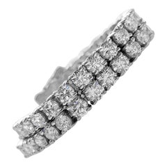 NO RESERVE!  D-F 8.74 Carat Diamond Tennis Riviera, 14k White Gold Bracelet