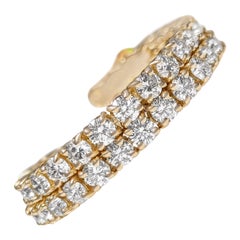 $1 No Reserve! - 8.97cttw Diamond Tennis Riviera, 14K Yellow Gold Bracelet