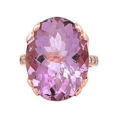 9k Rose Gold Diamond Amethyst Crown Ring