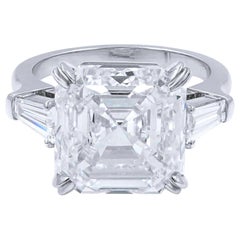 Exceptional GIA Certified 5 Carat Asscher Cut Diamond Ring D Color