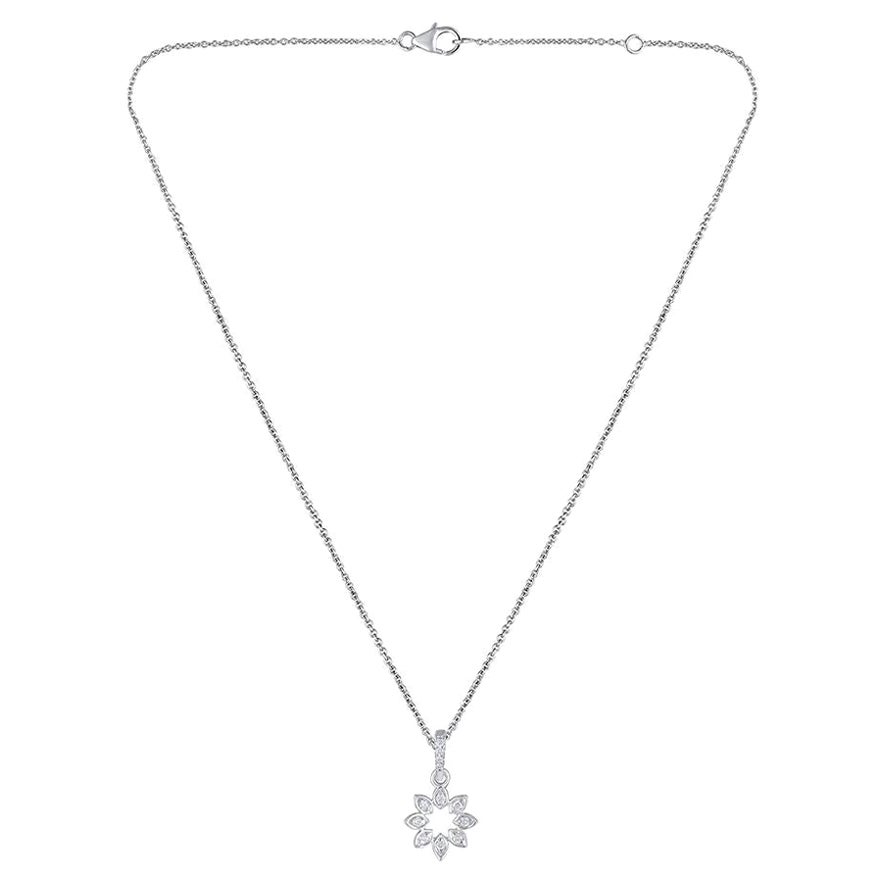 GSI Certified 14k Gold Certified Natural Diamonds Sun Flower Charm Necklace For Sale