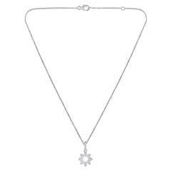 GSI Certified 14K Gold Certified Natural Diamonds Sun Flower Charm Necklace (Collier à breloques en forme de fleur de soleil)