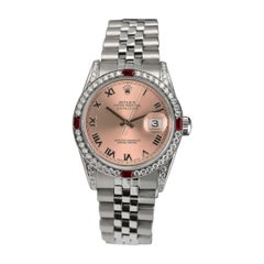 Rolex Datejust Salmon Roman Dial with Diamonds and Rubies Steel Watch
