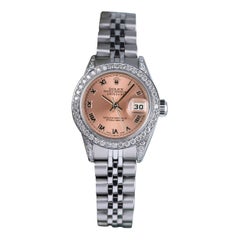 Rolex Datejust Salmon Roman Dial Diamond Bezel and Lugs Steel Watch