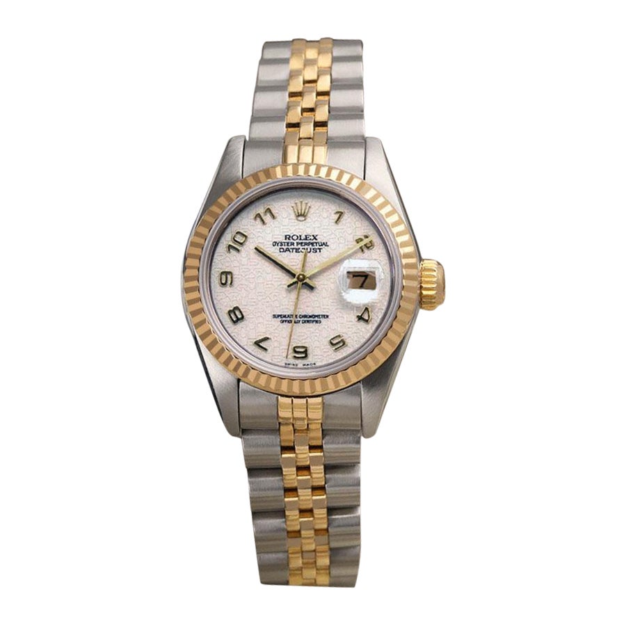 Damen Rolex 26mm Datejust Cremefarbene zweifarbige Uhr mit Zifferblatt