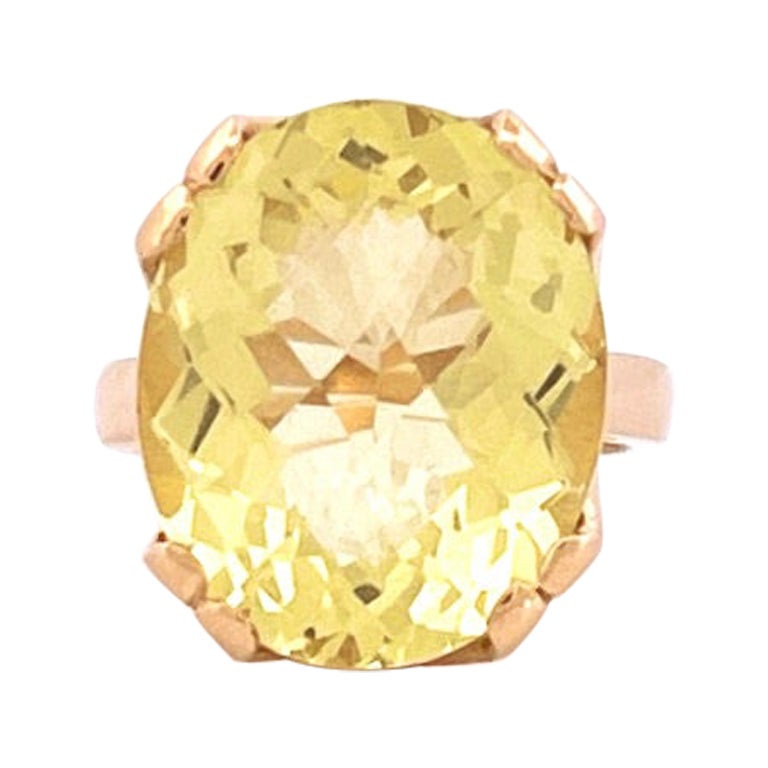 Bague couronne en or jaune 9 carats et quartz citron en vente