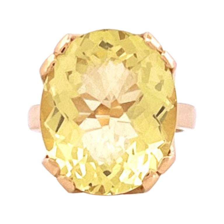 9k Yellow Gold Lemon Quartz Crown Ring For Sale at 1stDibs