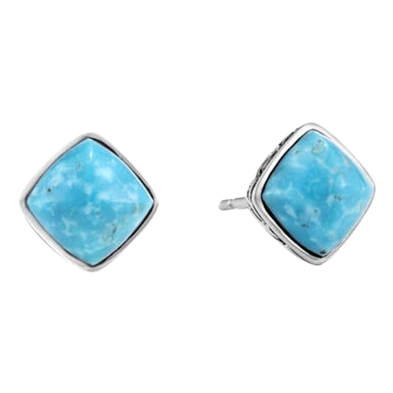 John Hardy Classic Chain Sugarloaf Stud Earring with Turquoise EBS905131TQ For Sale
