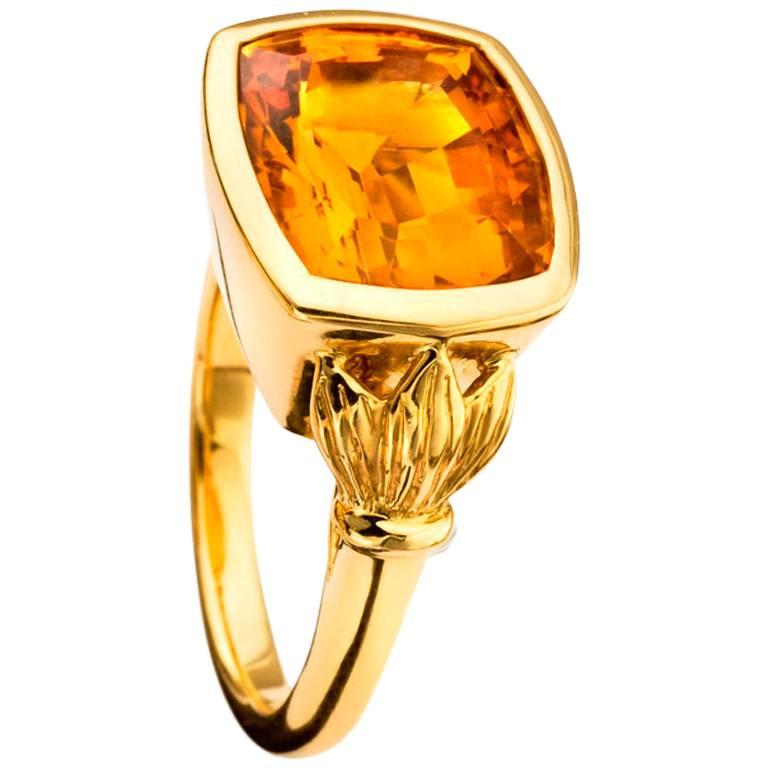Cassandra Gold Lal Qila Palmiera Citrine Gold Ring For Sale