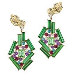 Boucles d'oreilles en tourmaline verte de la collection Mythology en émail de MadStone