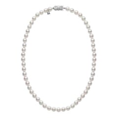 Used Mikimoto Akoya Pearl Strand 18k White Gold Grade a Necklace U85118W