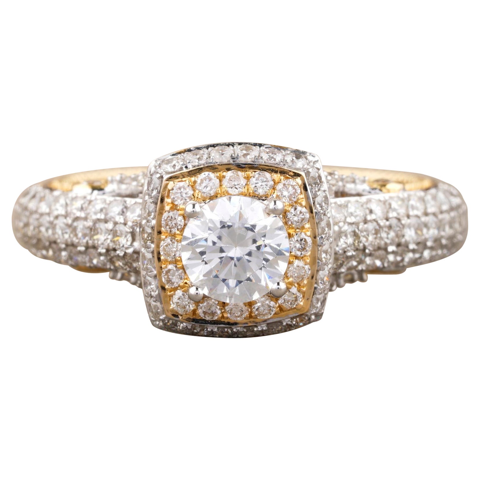 1 Carat Round Solitaire Diamond Ring with Illusion Setting in 18k Solid Gold