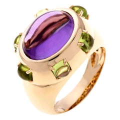 Sassi Fine Jewellery, Secret of Berenice Amethyst and Peridot Gold Cocktail Ring