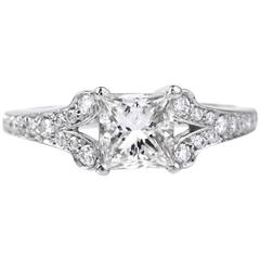 1.01 Carat GIA Cert Princess Cut Diamond Platinum Engagement Ring