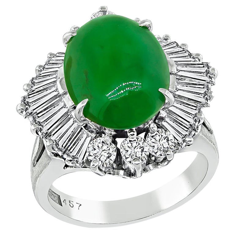 5.80 Carat Jade 2.43 Carat Diamond Cocktail Ring