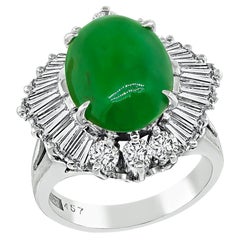 Bague cocktail en jade 5,80 carats et diamants 2,43 carats