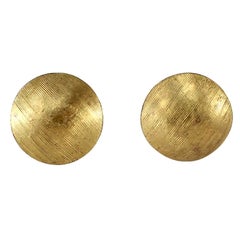 Boucles d'oreilles minimales gravées en or massif 22k -21k