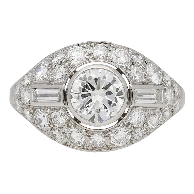 Diamond Cluster Ring by Boucheron Paris, circa 1950s For Sale