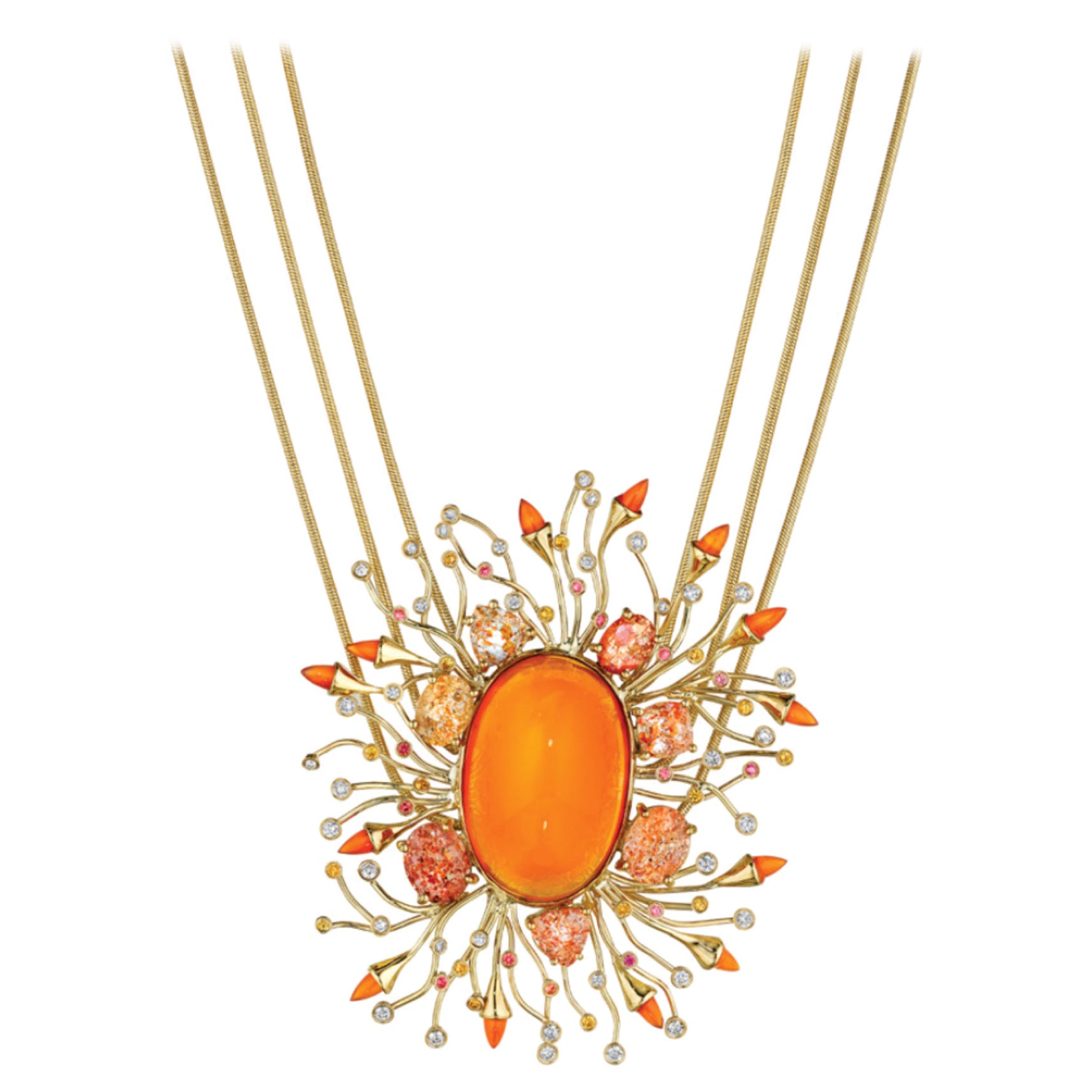 Fire Opal, Sapphire and Diamond Mythology Collection Apollo Necklace by Madstone