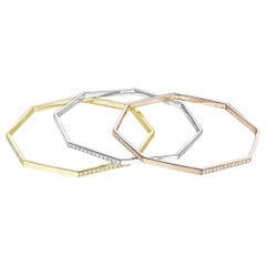 Yellow Gold and Diamond Hexagon Bangle by MadStone