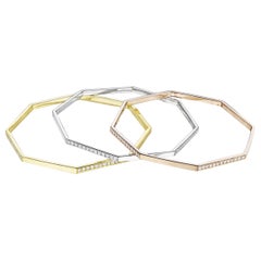 Bracelet jonc hexagonal en or rose et diamants par MadStone
