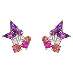 Melting Ice Amethyst and Pink Sapphire Earrings by MadStone
