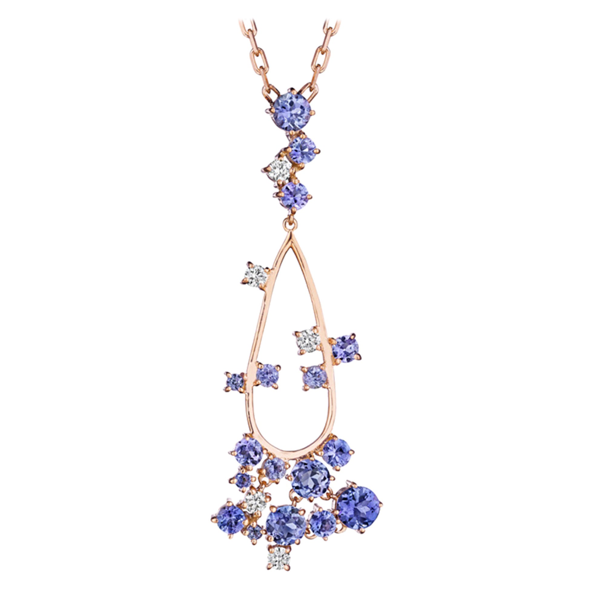 Melting Ice 18k Yellow Gold Tanzanite Drop Necklace by MadStone