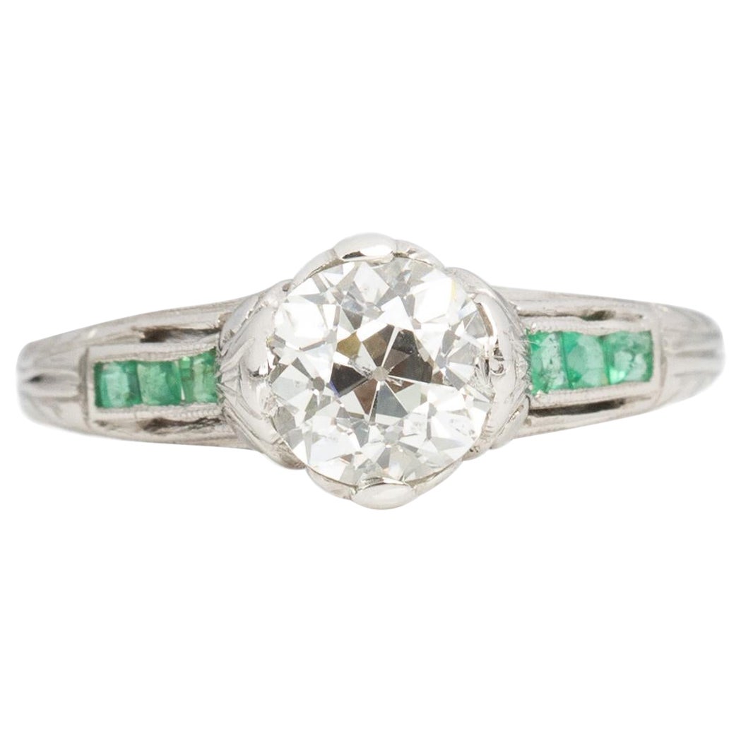 GIA Certified 1.10 Carat Edwardian Diamond Platinum Engagement Ring For Sale