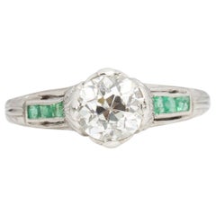 Antique GIA Certified 1.10 Carat Edwardian Diamond Platinum Engagement Ring
