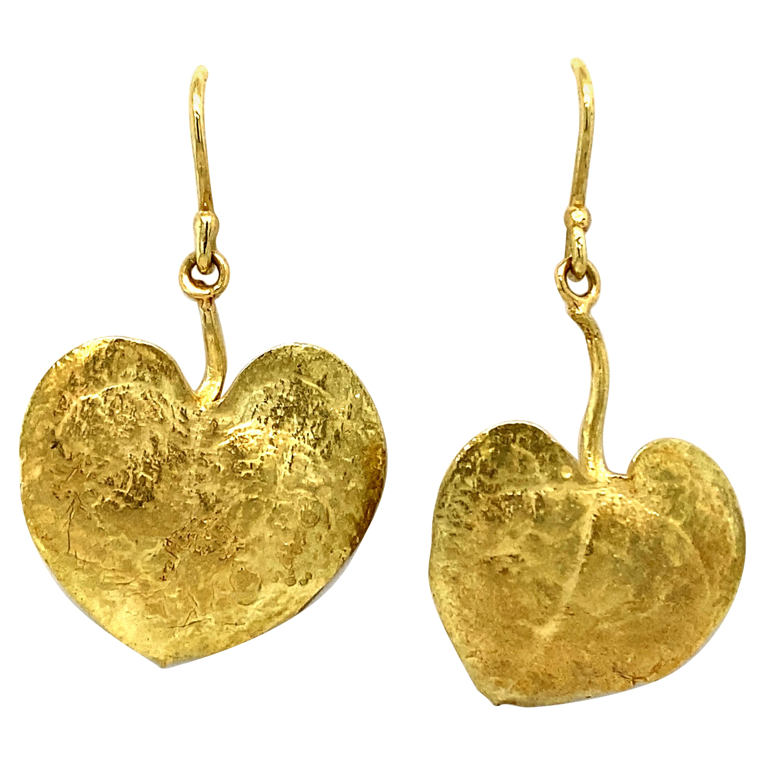 Perfectly Mismatched Leaf Dangle Earrings in 18 Karat Gold by Eytan Brandes