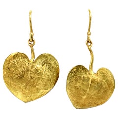 Perfectly Mismatched Leaf Dangle Earrings in 18 Karat Gold by Eytan Brandes