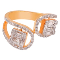 1.15 Carat Baguette Round Diamond Wrap Ring 18 Karat Yellow Gold Fine Jewelry