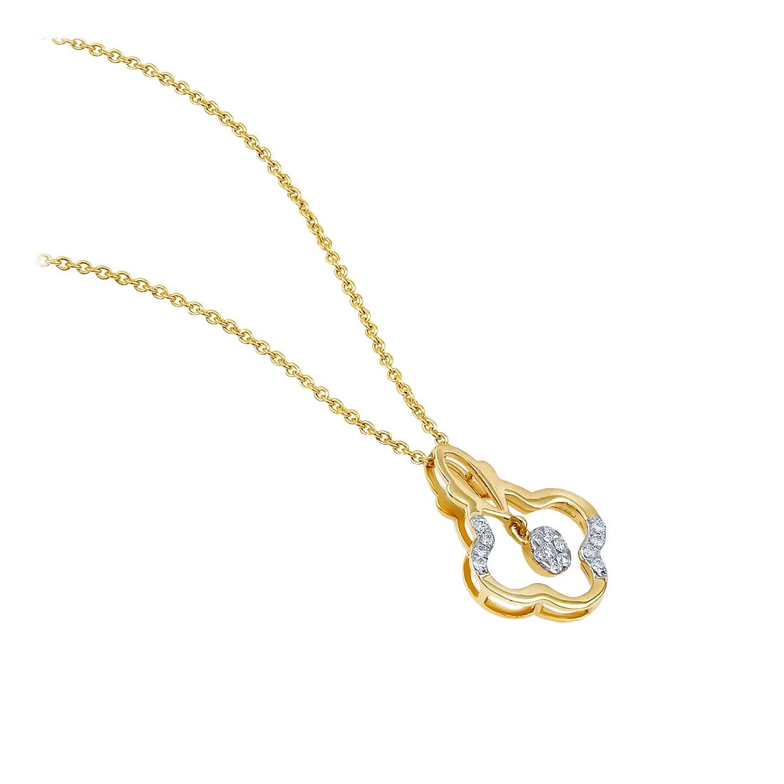 GSI-zertifizierte 14K Gold Natürlicher Diamant F-VS Gelber Kleeblatt-Anhänger Halskette
