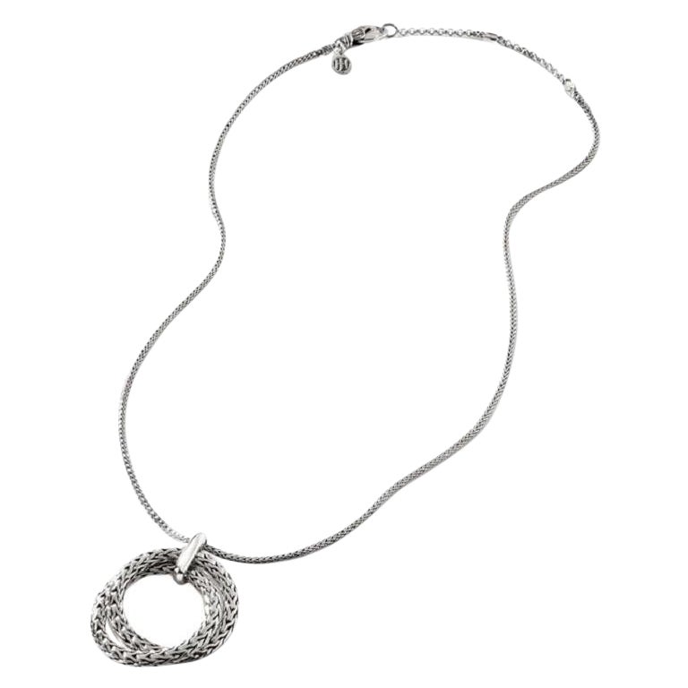 John Hardy Classic Chain Silver Interlink Necklace NB900997X16-18 For Sale