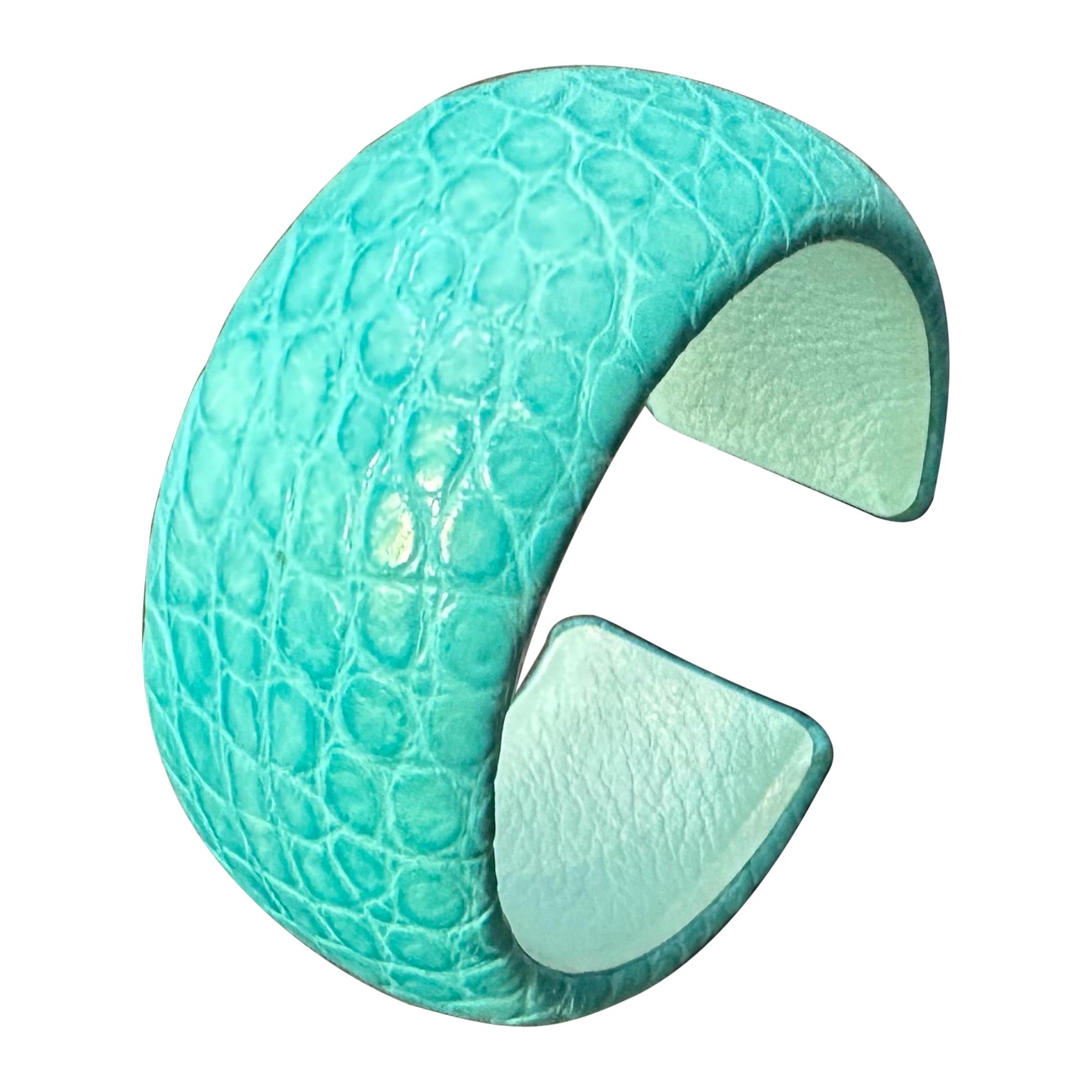 Turquoise Leather Cuff Bracelet For Sale
