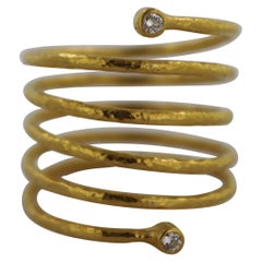 Diamond, 22k Yellow Gold Coil Ring