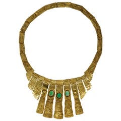 Charles de Temple Cabochon Emerald and 18 Karat Gold Fringe Necklace 1973