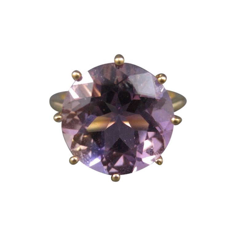 Vintage Amethyst Engagement Ring 10k Yellow Gold Solitaire Size 5 For Sale