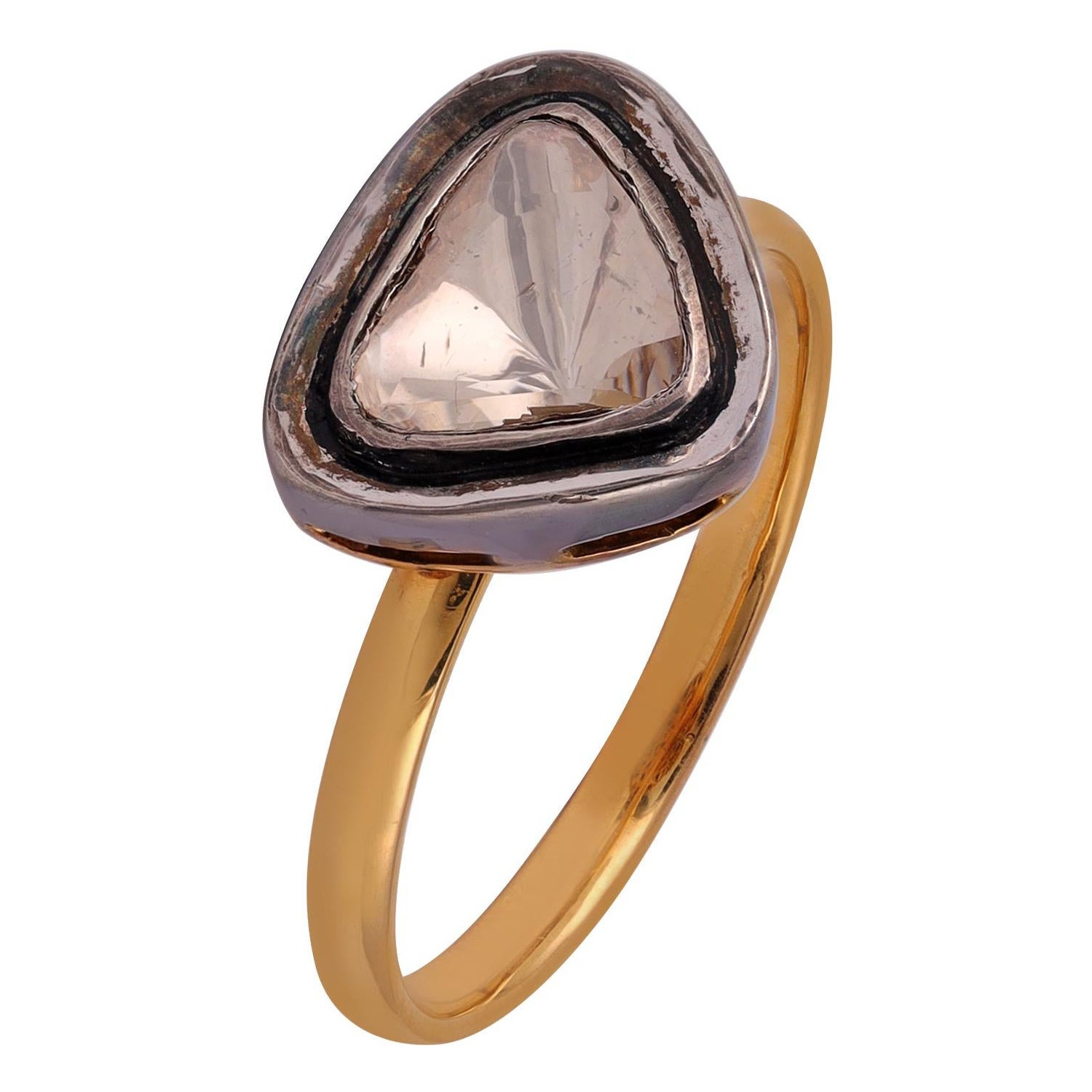 Diamant-Ring im antiken Stil von Polki, handgefertigt im Angebot