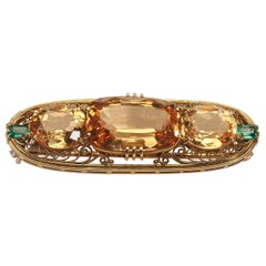 Antike Belle Époque Tiffany & Co. Brosche aus Topas, Smaragd und Gold, um 1900