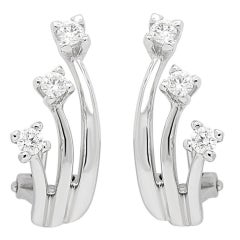 0.38 Carats Three Diamonds 18k White Gold Earrings