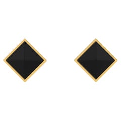 Black Onyx Pyramids 18 Karat Yellow Gold Stud Earrings
