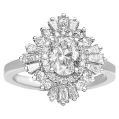 NO RESERVE - 1.50cttw Diamond Ballerina Halo, 14k White Gold Ring