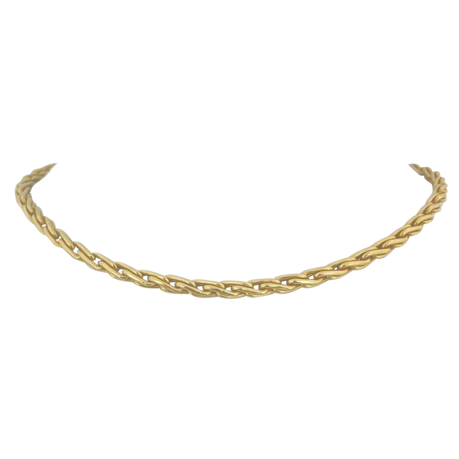 Vintage 18k Yellow Gold Long Wrapped Twisted Wire Fancy Link Chain