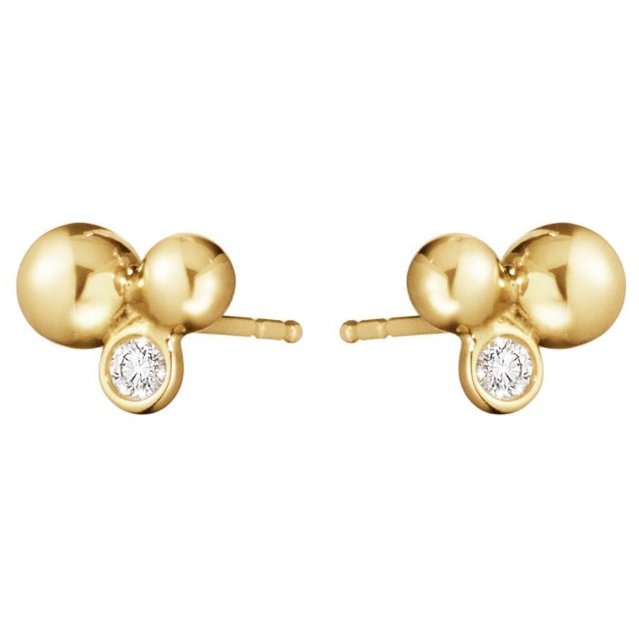 Moonlight Grapes Ear Stud 1551D Yellow Gold, Diamond, Total 0.07 Carat For Sale